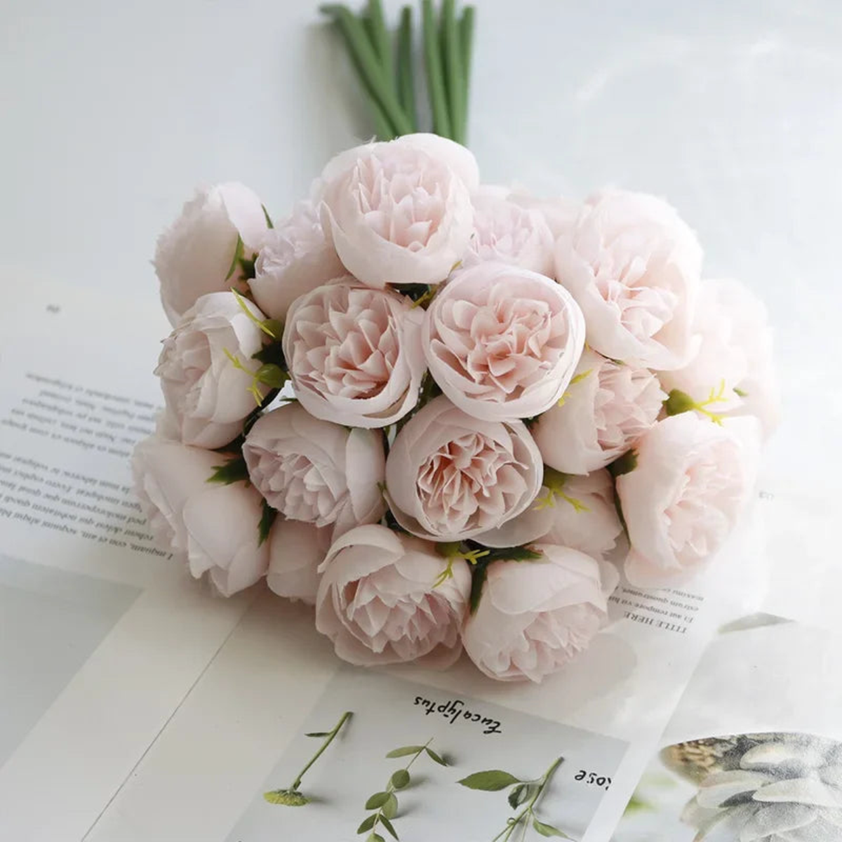 Rose Pink Peony Artificial Flowers Silk Bouquet 27heads Roses Fake Flower for Table Vase Arrange Home Wedding Decoration Flowers - rose pink