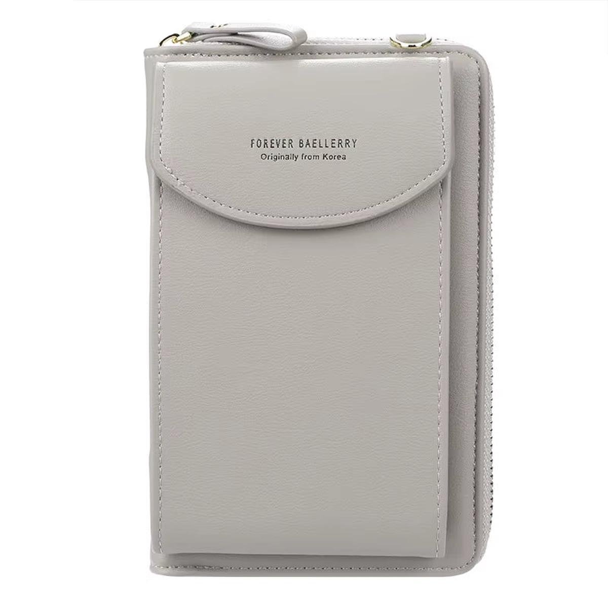 Elegance On-the-Go  Luxe PU Leather Crossbody Shoulder Bag with Phone & Card Organizer - Gray