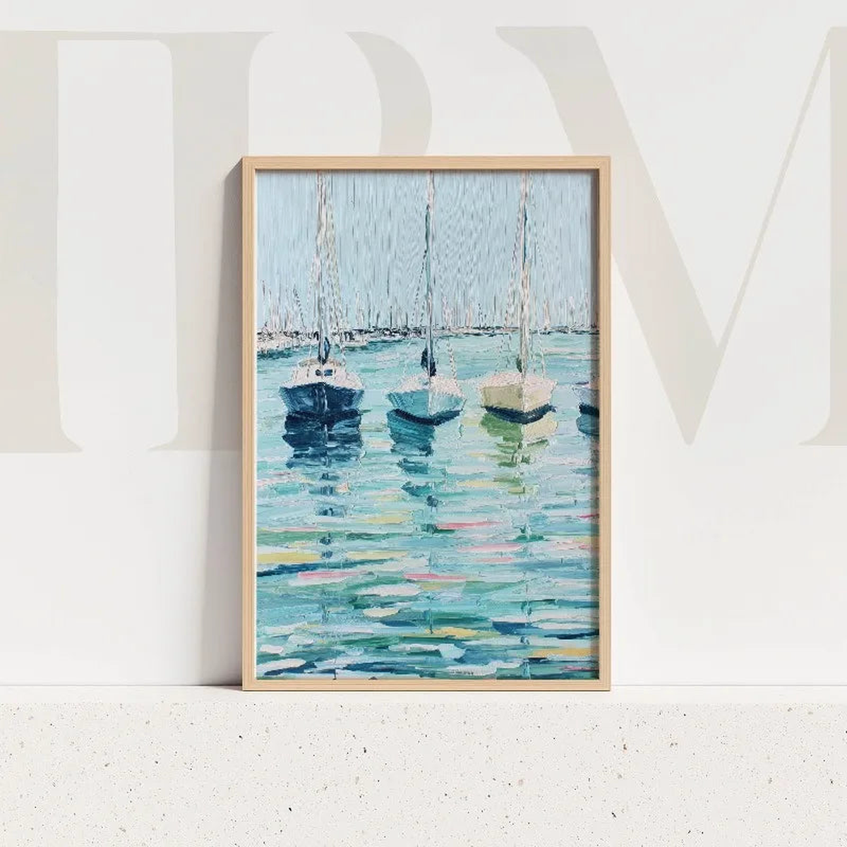 Abstract Coastal Light Blue Ocean Sky Seascape Poster Beach Waves Shoreline Canvas Painting Wall Art for Living Room Home Decor - 16 | 50X70cm Unframed