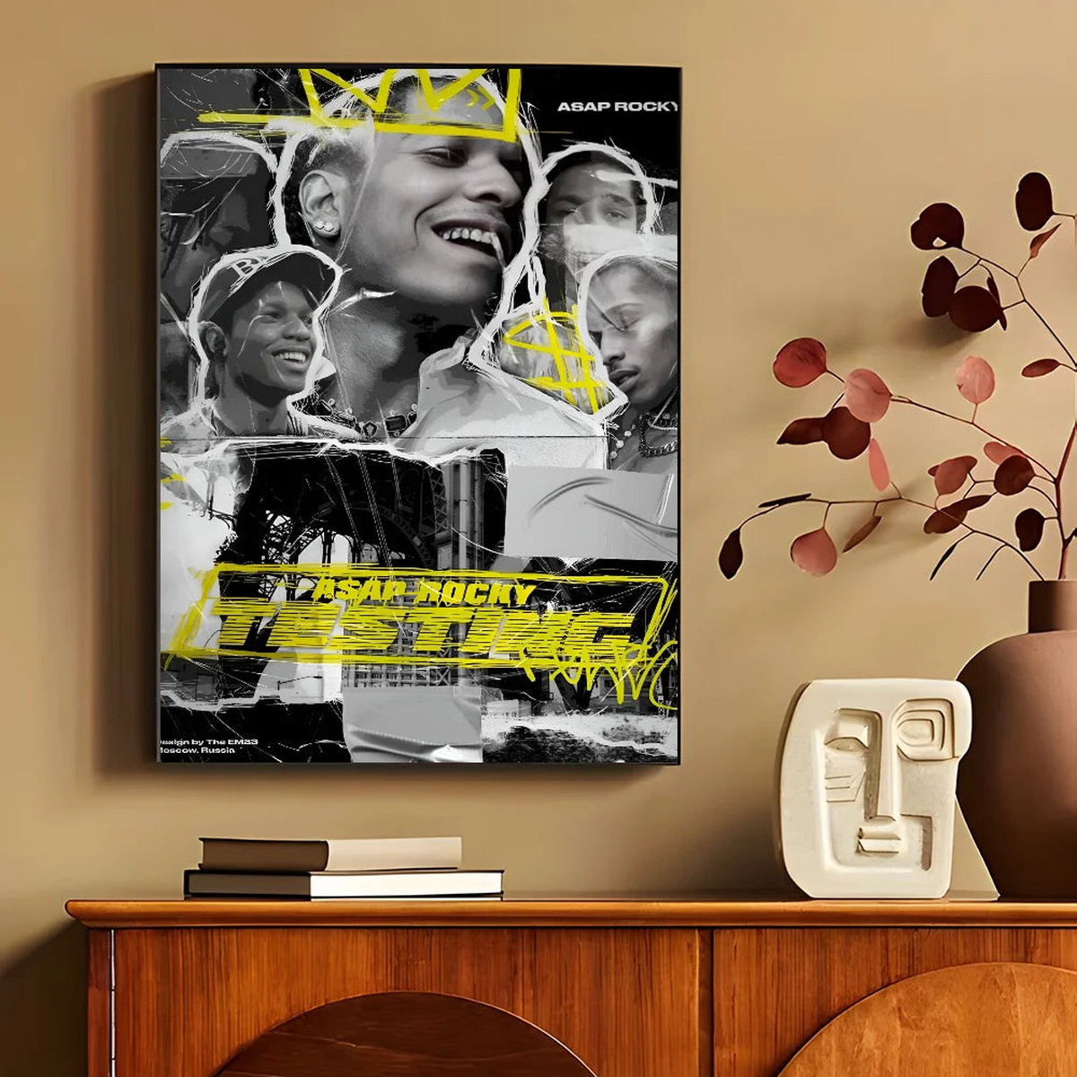 1PC Pop Rap ASAP Rocky Poster Self-adhesive Art Waterproof Paper Sticker Coffee House Bar Room Wall Decor - 40x60cm No Frame | z8