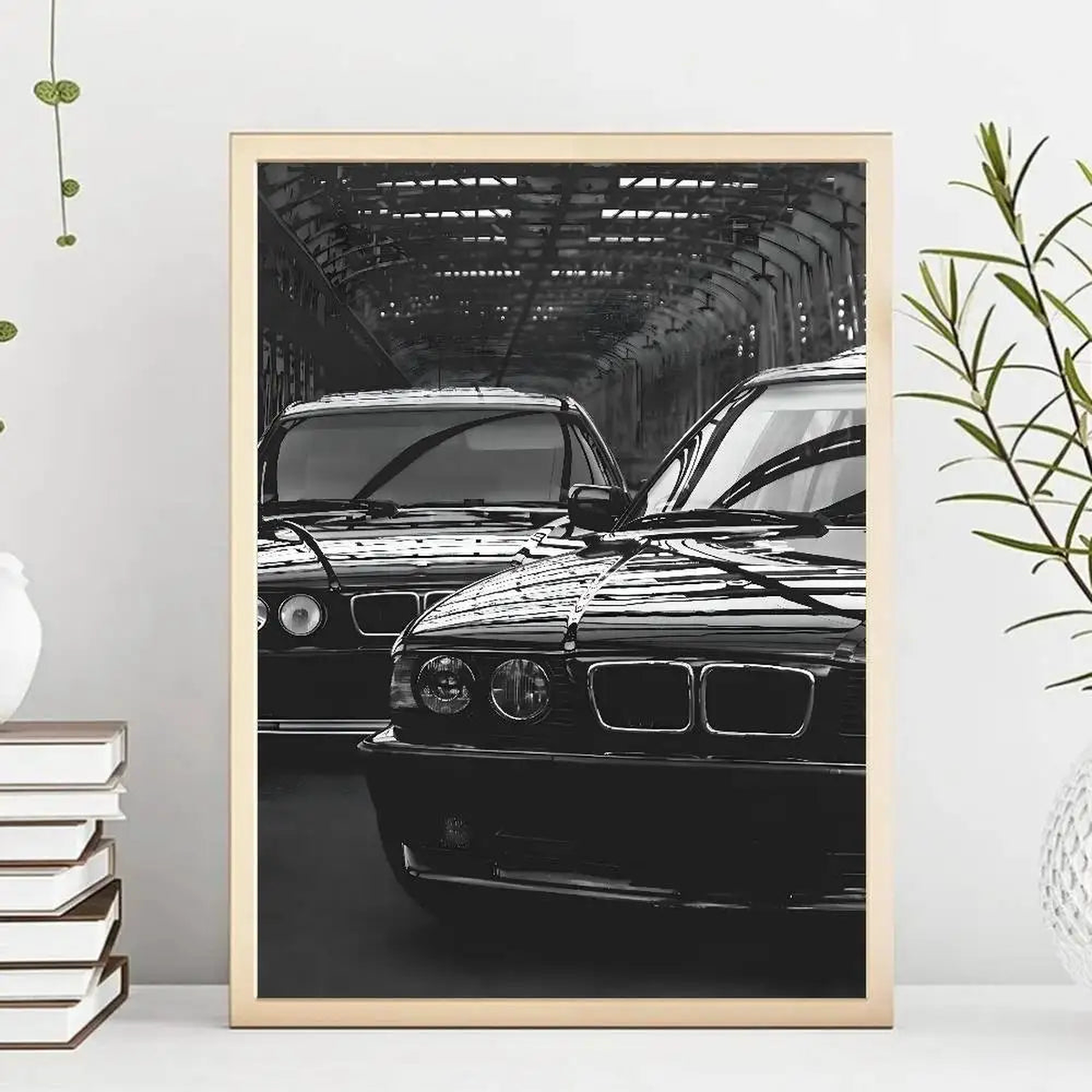 1PC Modern Fashion Art Simple Black And White Luxury Car Poster Self-adhesive Art Waterproof Paper Sticker Coffee House Room - z6 | 10x15cm No Frame