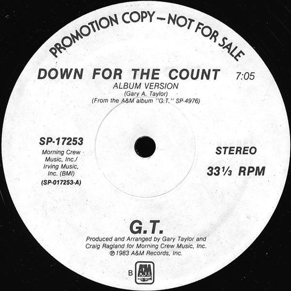 G.T.* - Down For The Count (12", Promo) (NM or M-)