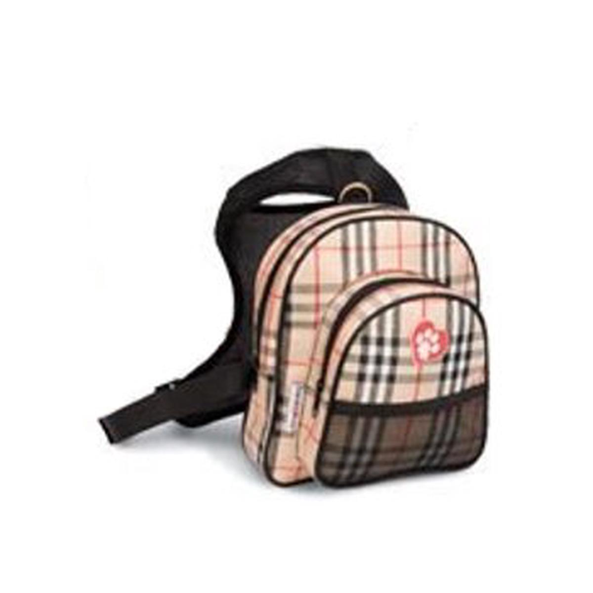 Patchwork Distribution MM6767 SarahTom Pet Backpack for Dogs (Tan Plaid, 9 inch) - Default Title