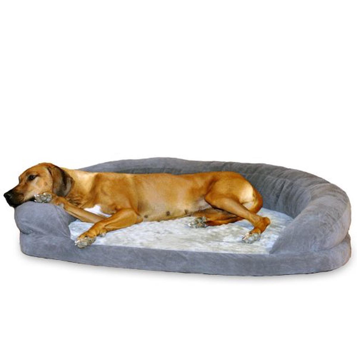K&H Manufacturing Ortho Bolster Sleeper Bed In Grey Velvet - 40
