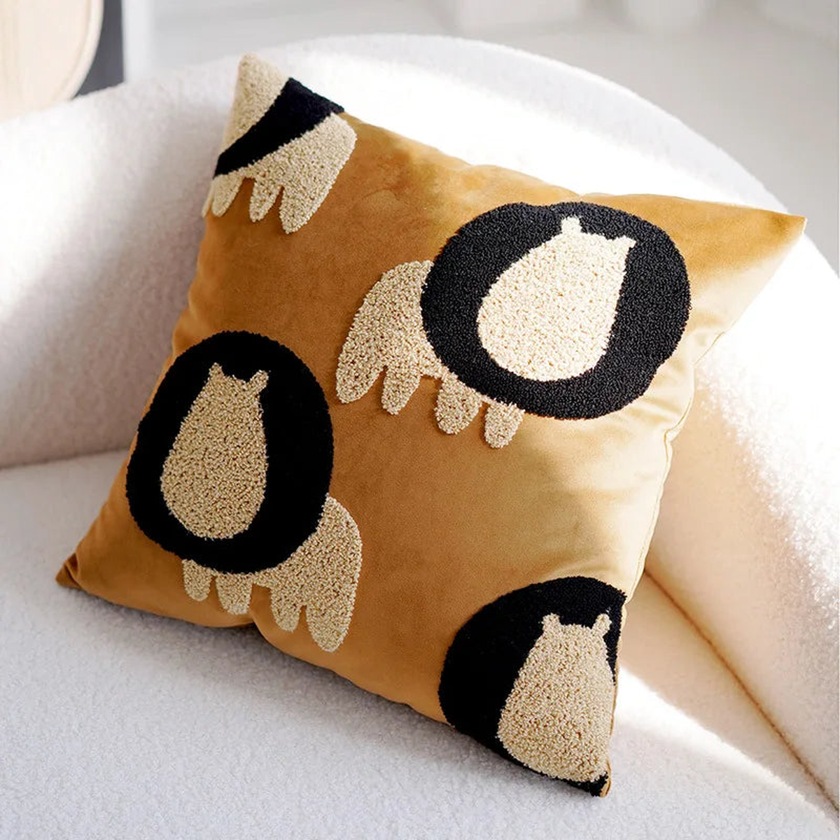 45x45CM Nordic Simple Throw Pillow Cover Embroidered Plush Cute Animal Sofa Cushion Waist Cover Home Decorative Pillowcase - Lion | 45X45CM Without Core