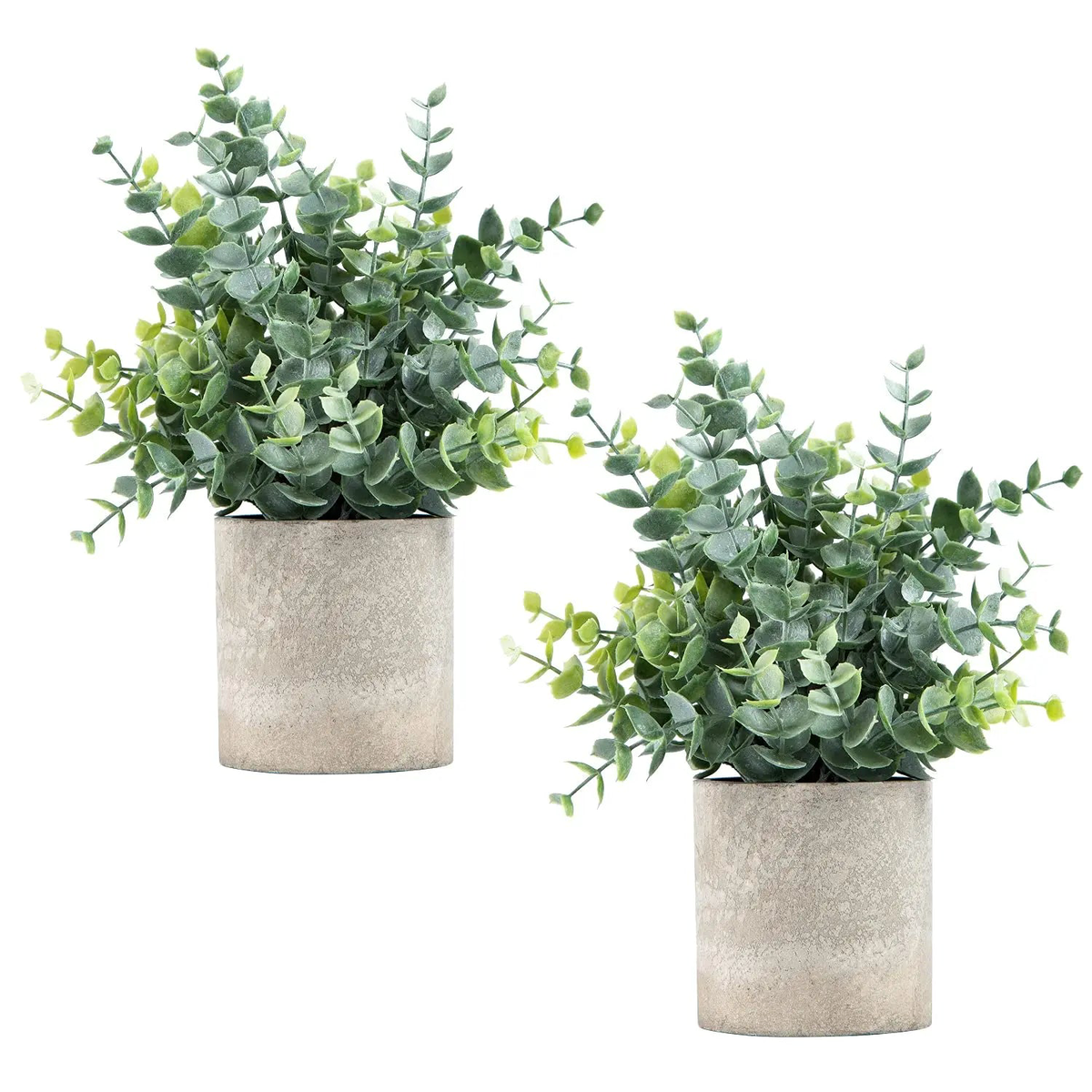 2 Pack Small Fake Plants Eucalyptus Potted Artificial Plants for Shelf Desk Home Bathroom Farmhouse Room Coffee Table Decor - green