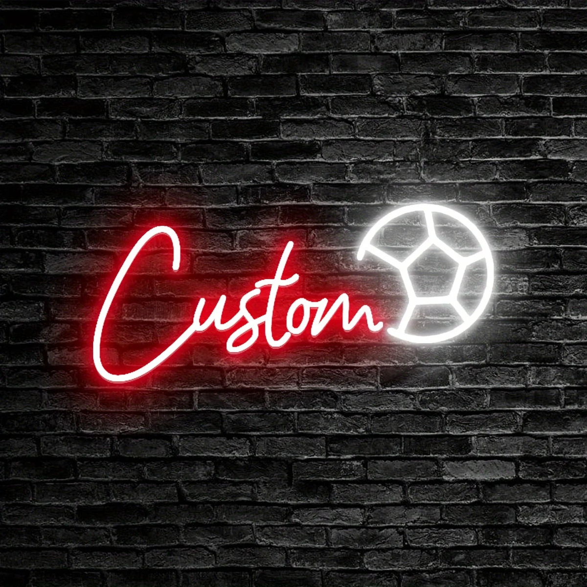 Custom USB-Powered Soccer Ball Neon Sign football Wall Decor for Birthdays Living Rooms & Bedrooms Perfect Gift for Sports Fans - Red | 45cm 7 letter