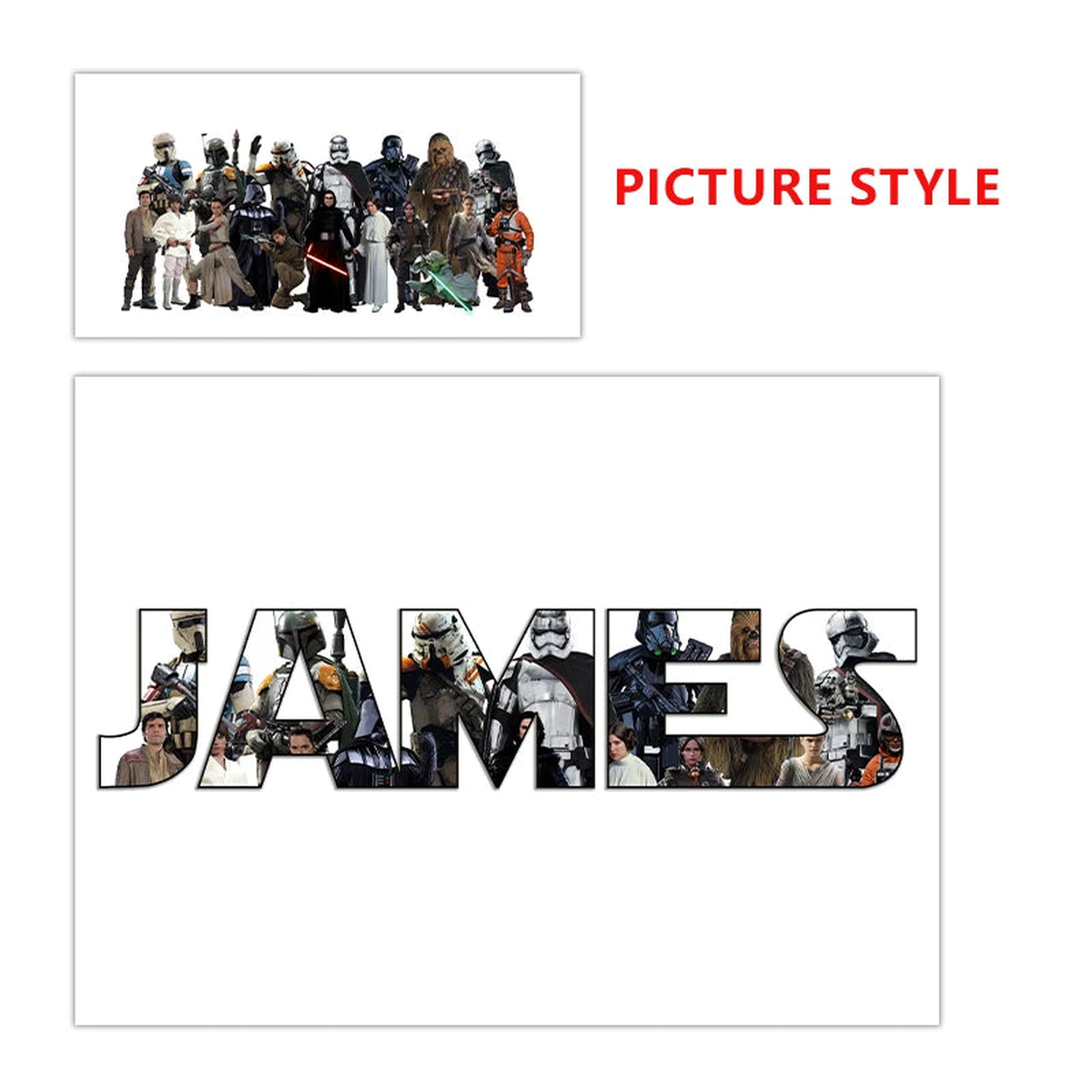 Personalized Space Wars Name Word Art Print Sci-Fi Character Poster Canvas Painting Wall Art Gift Home Decor - EPB13923 | 60x90 cm No Frame