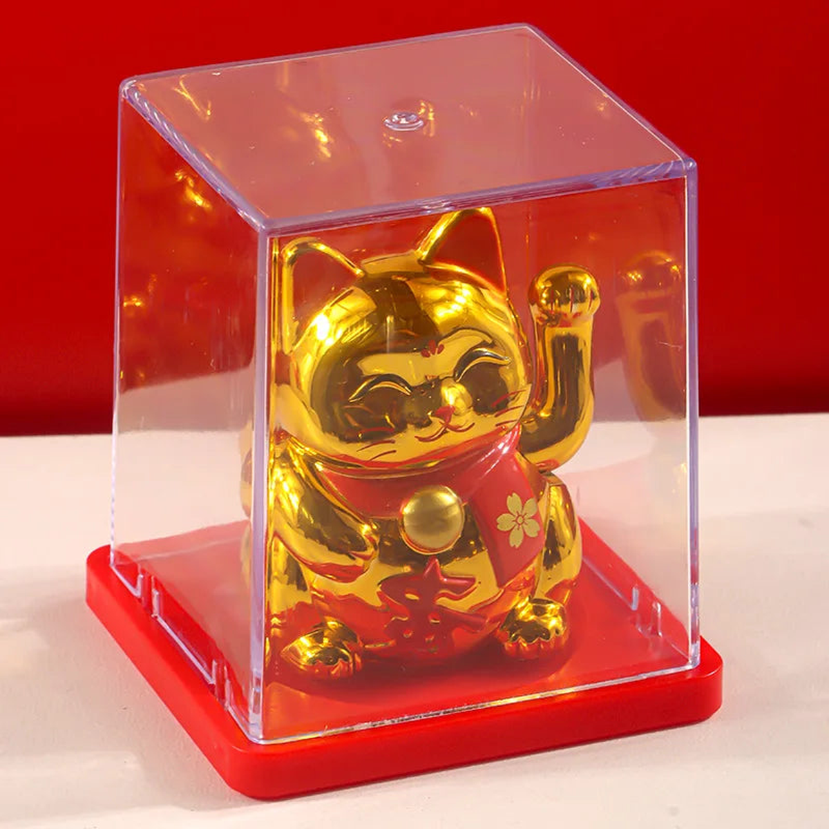 Solar Powered Maneki Neko Lucky Cat Welcoming Chinese Lucky Cat Waving Hand Beckoning Fortune Cat Figurines For Home Decor - 8