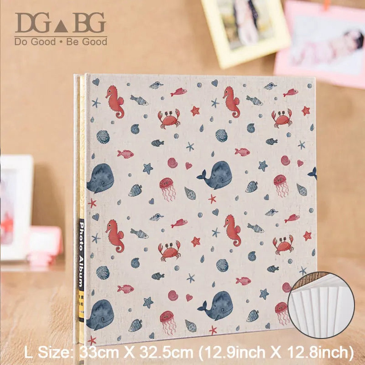 Album Photos Scrapbook Self Adhesive 12 15 18 Inch DIY Linen Hardcover Photo Album 40 Magnetic Double Sided Pages White Black - 18 white inside page