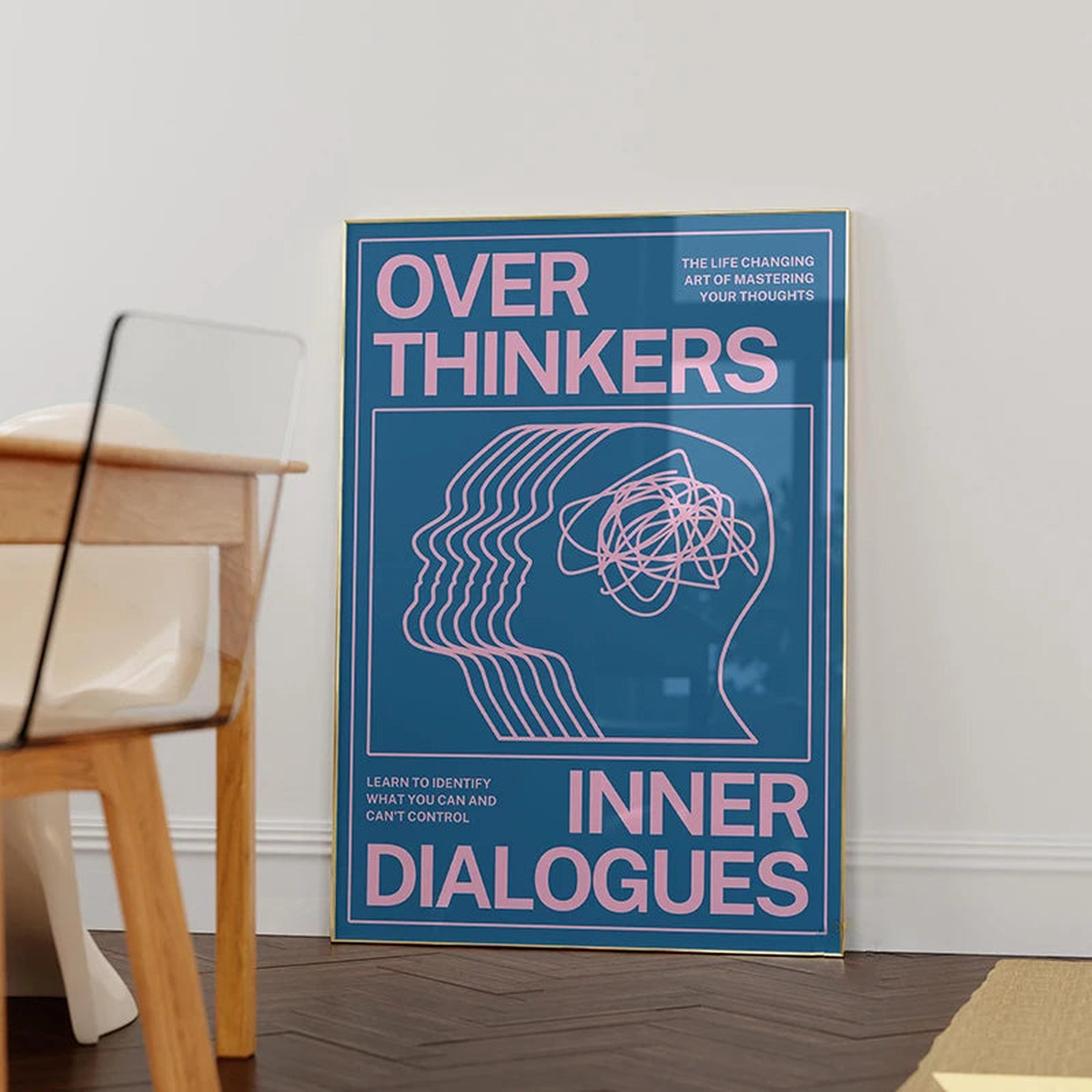Modern Overthinkers Typography Poster Wall Art Canvas Painting Posters Prints Mid Century Wall Art for Home Living Room Decor - 9 | 30x42cm No Frame