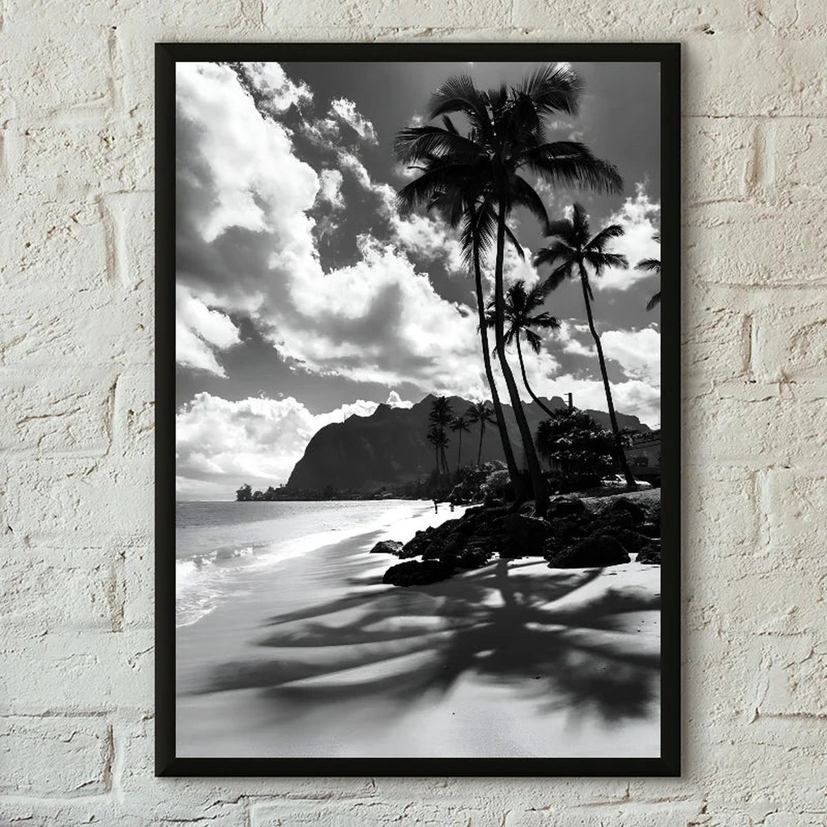 1PC Black And White Palm Tree Beach Landscape Photography Poster Paper Print Home Living Room Bedroom Entrance Bar Cafe Art - z1 | 30x40cm No Frame