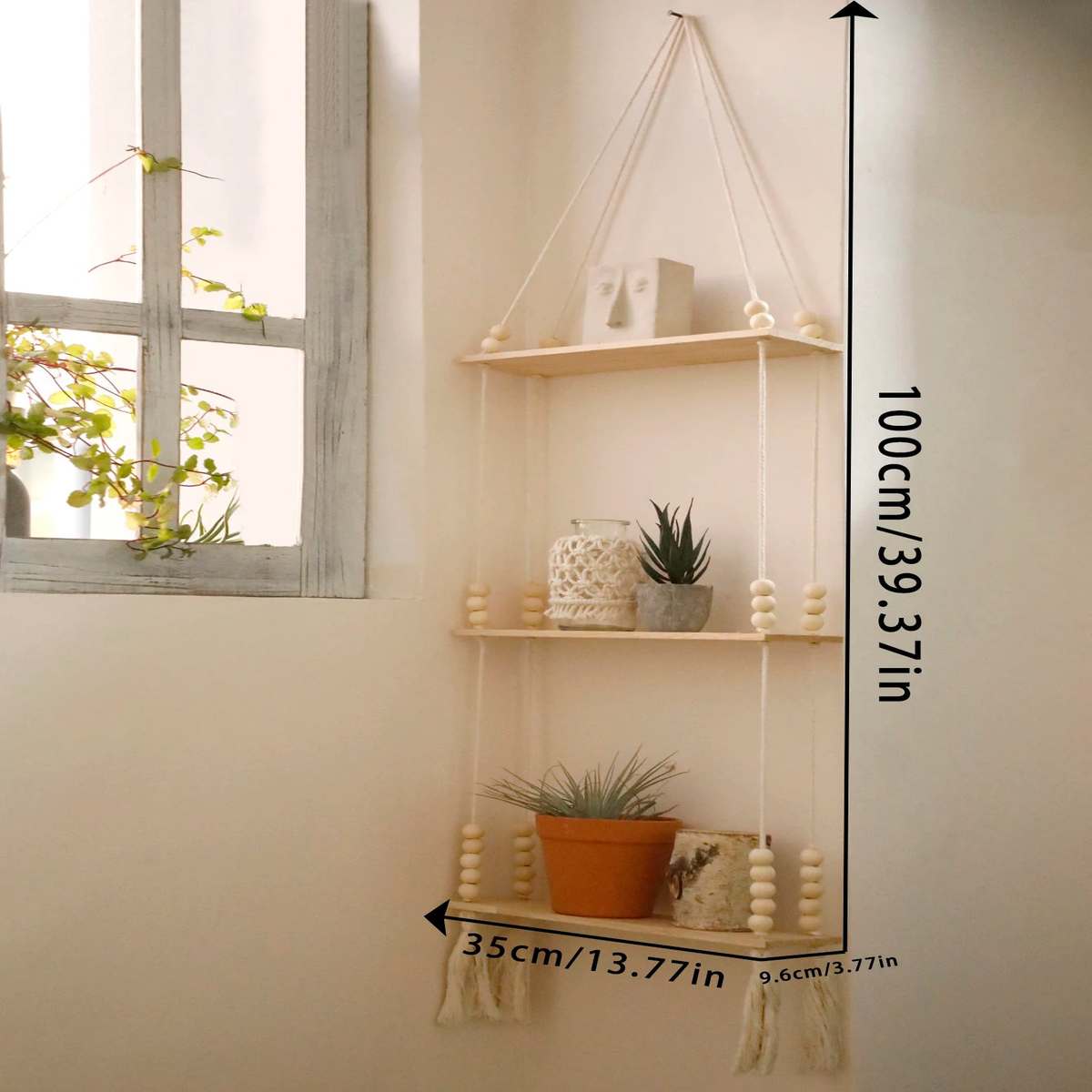 Wooden Storage Rack Wall Hanging Shelves Plant Floating Wall Shelf Rustic Wood Shelves Bedroom Living Room Home Decorations Gift - KK107-M01754