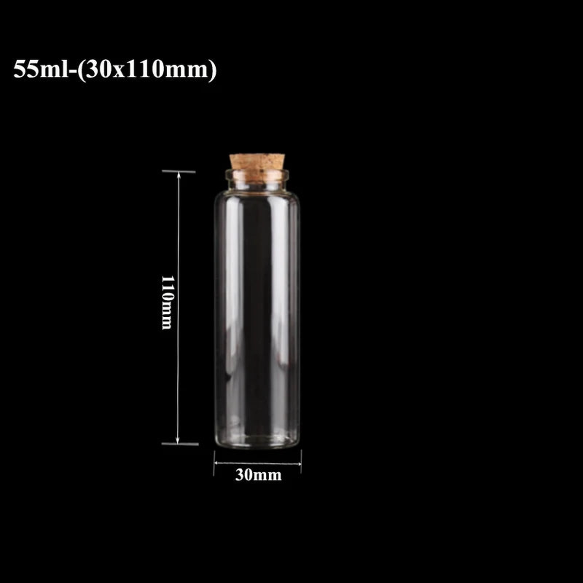 5pcs-10pcs Small Cute Mini Cork Stopper Glass Bottles Vials Jars Containers Small Wishing Bottle Glass With Cork Stopper - 30x110mm | 10pcs