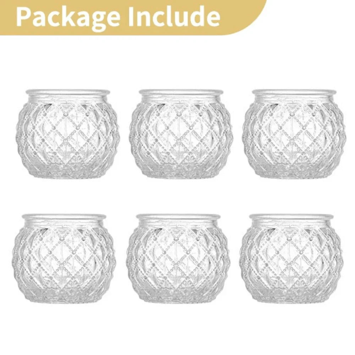 6/12Pcs Blue Votive Candle Holders Glass Candlestick for Party Decoration Tea Lights Candle Holders for Wedding Home Table Decor - 6Pcs Clear A