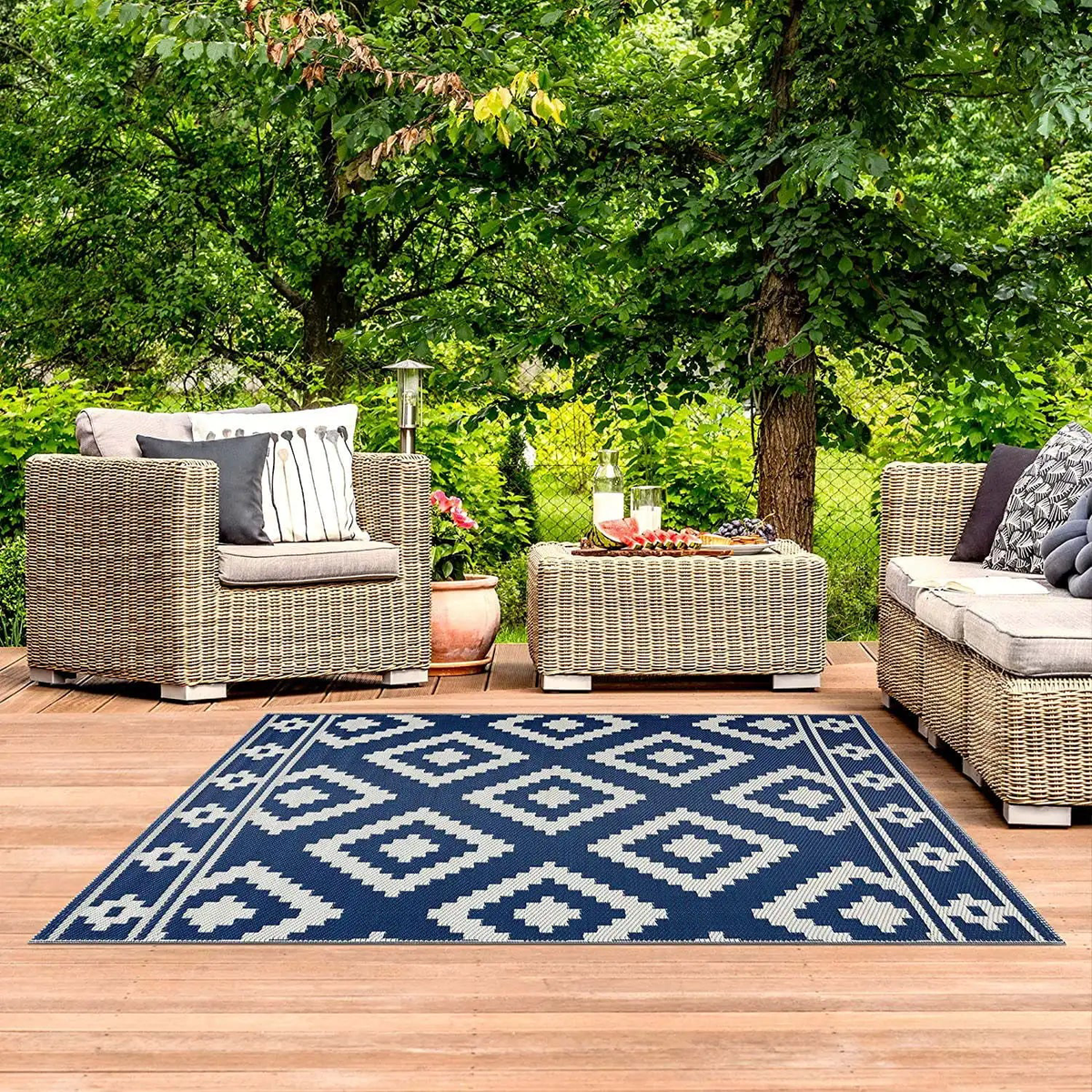 VIKAMA Outdoor Rugs for Garden Patio Waterproof Indoor Outdoor Area Carpet Mat for Camper Balcony Backyard Deck Home Decoration - FSJRHW1-2 | 80X120CM(2.6X3.9FT