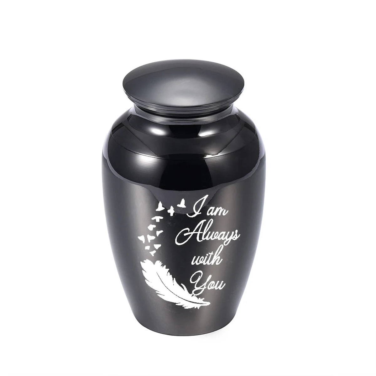 70x45MM Feather seagull ashes urn cremation jewelry urn small ashes holder to commemorate the beloved -Free Engraving - Black