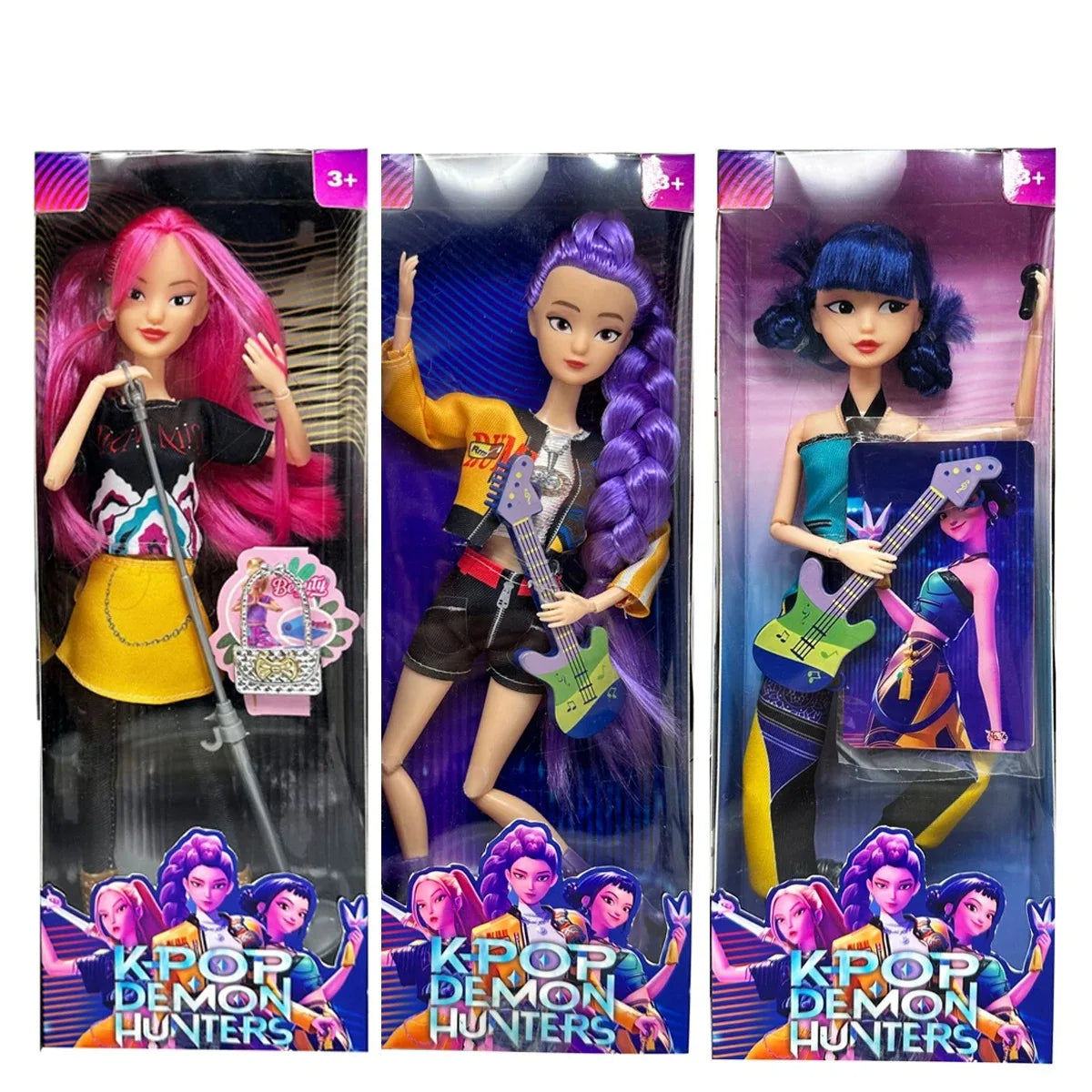 2026NEW anime k pop Demon hunters Witch Hunter Group High appearance Glue doll doll Girl's heart Decorative doll Holiday Gifts - 3pcs