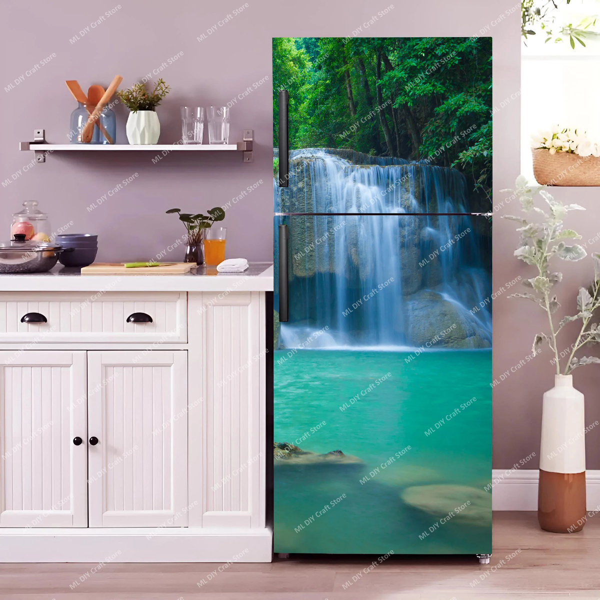 Coke Vending Machine Mural Refrigerator Door Art Mural Sticker Peel and Stick Phone Booth Coffee Wallpaper Fridge Door Decals - Beige | 40x120cm