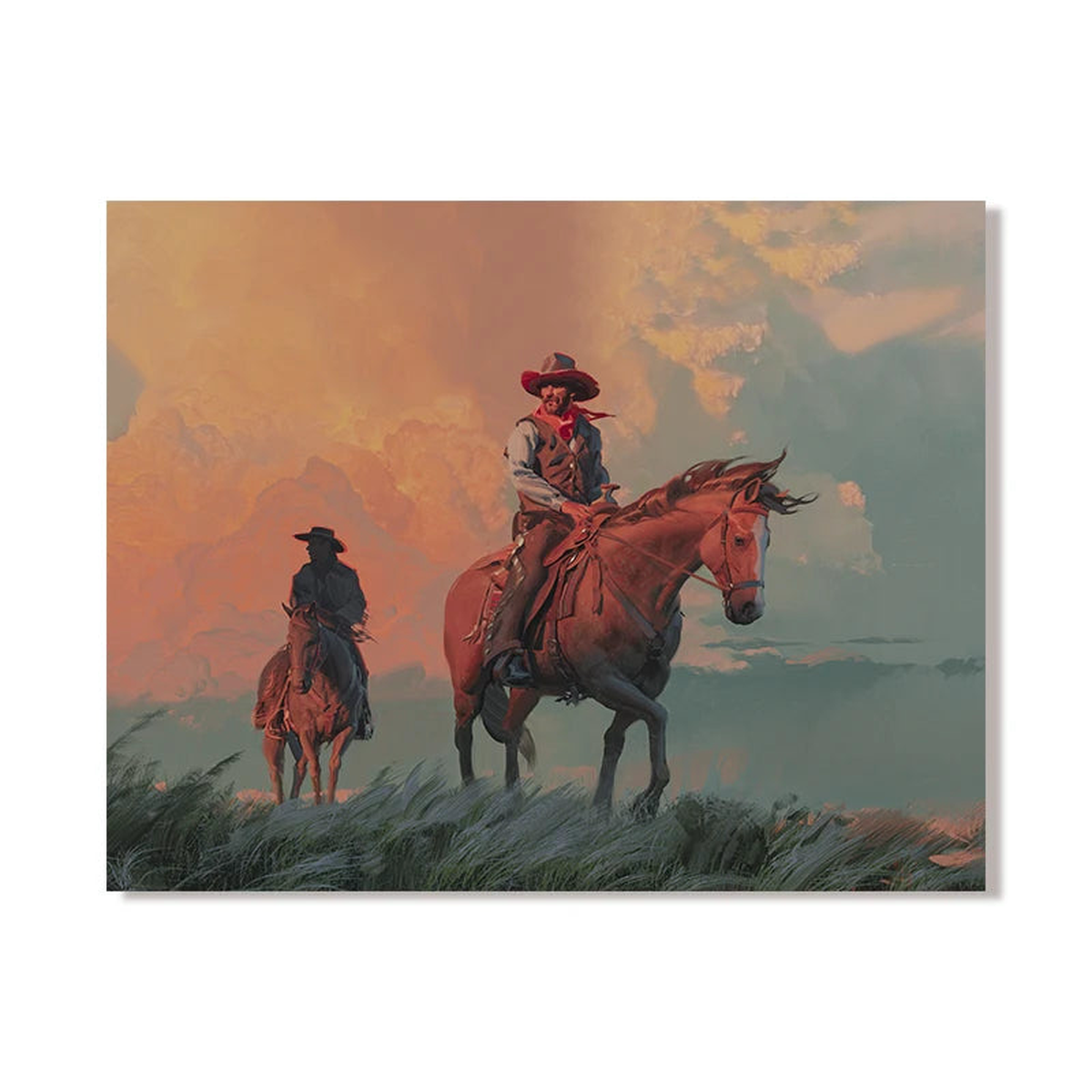 Vintage Cowboy Portrait Oil Painting Canvas Poster Rustic Western Wall Art Prints Southwest Horse Rider Pictures Farmhouse Decor - EPB22045 | A3 30x42 cm No Frame