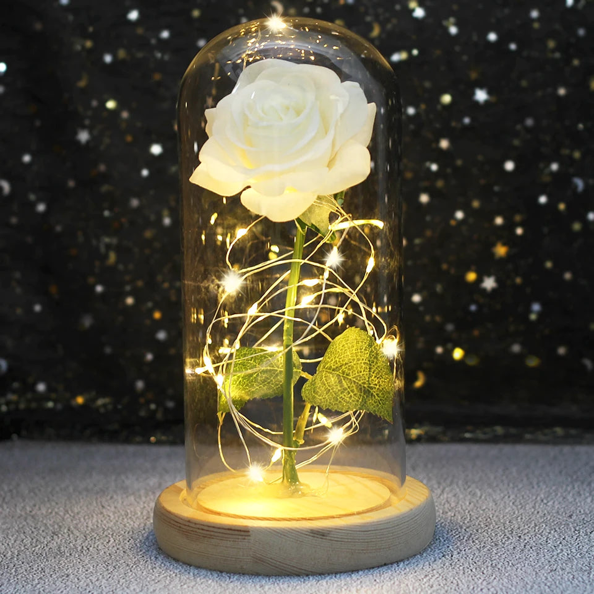 Wedding LED Enchanted Galaxy Rose With Lights In Dome Beauty and the Beast Rose For Christmas Valentines Day Gift Mother's Day - B36