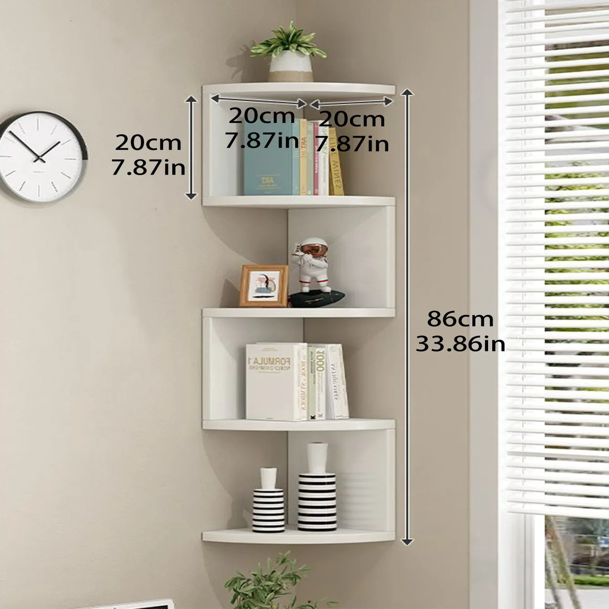 5-tier Floating Wall Shelf Corner Storage Rack Aesthetic Room Decoration Home Decoration Living Room Kitchen Display Stand Ledge - KK011-DJ262