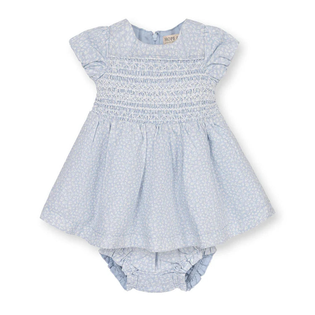 Chateau Ditsy Linen Smocked Dress - 6/12 month