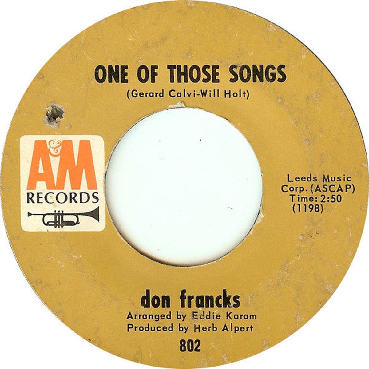 Don Francks - One Of Those Songs (7") (VG)
