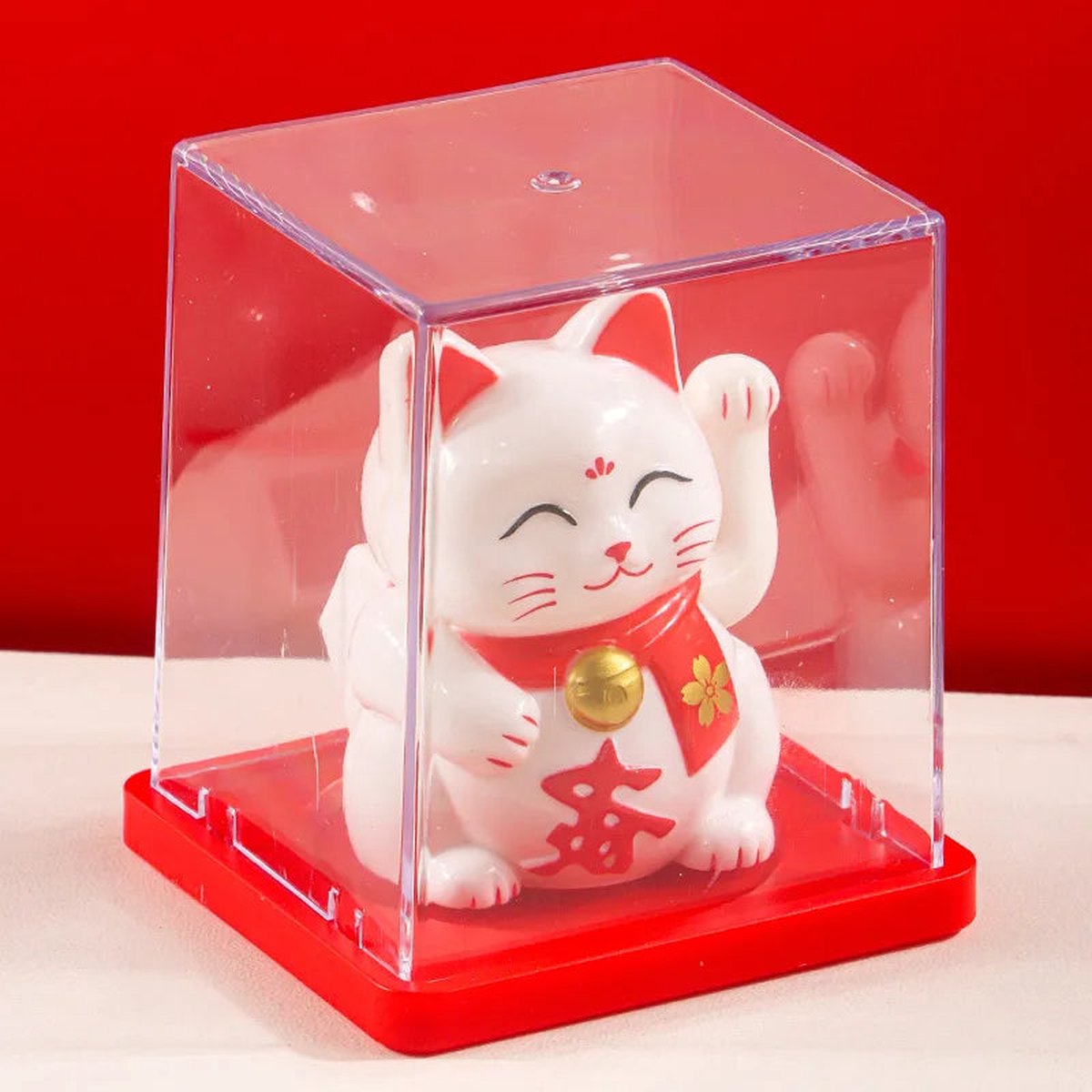 Solar Powered Maneki Neko Lucky Cat Welcoming Chinese Lucky Cat Waving Hand Beckoning Fortune Cat Figurines For Home Decor - 5