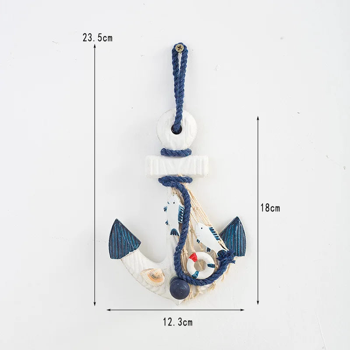 Creative Mediterranean Style Wooden Boat Anchor Hook Bedroom Study Living Room Entrance Hall Door Clothes Hook Wall Decoration - style1-2