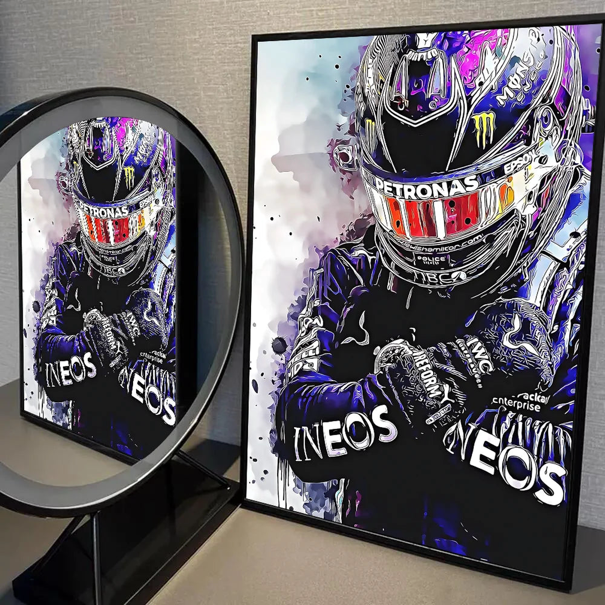 1PC 2023 Watercolor Formula One Grand Prix Racing Driver Graffiti Poster Self-adhesive Art Waterproof Paper Sticker Coffee House - z1 | 30x40cm No Frame