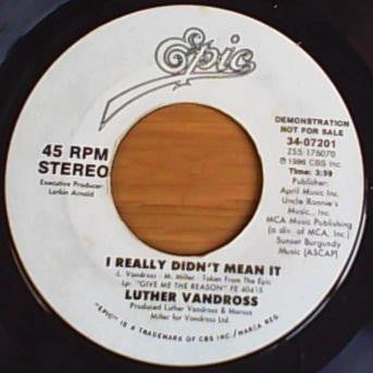 Luther Vandross - I Really Didn't Mean It (7", Single, Promo) (NM or M-)