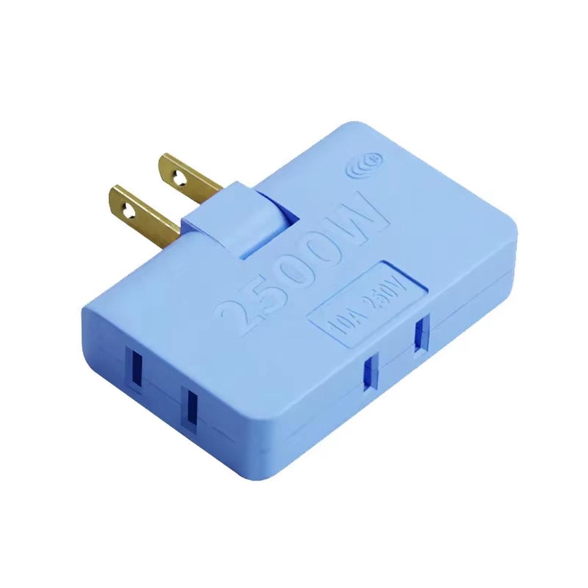 3-Port Rotatable US Plug Adapter  Compact Power, Anywhere You Go - Blue | 1Pc