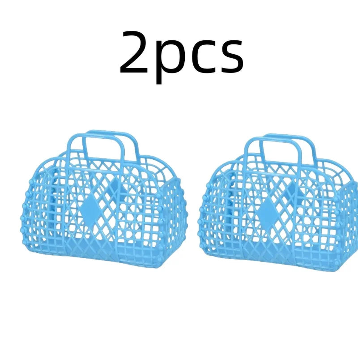 Detachable Shower Plastic Bath Bathroom Hollow Wash Storage Shopping Basket Home Storage Organization - sky blue 2pcs