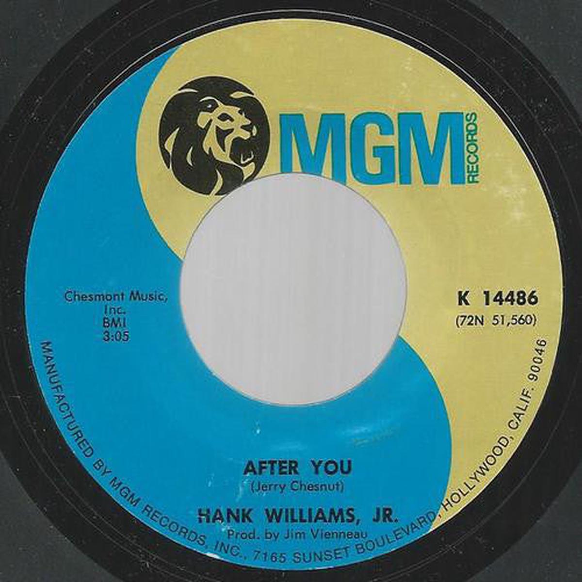 Hank Williams Jr. - After You (7") (VG+)