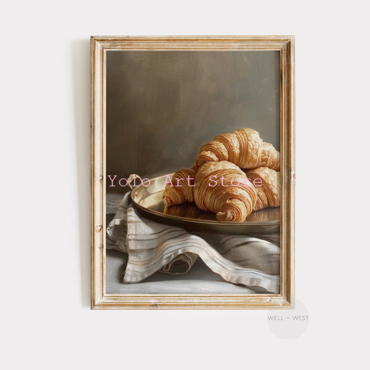 Vintage Still Life Coffee Croissant Lemons Fruit Tea Pot Posters and Prints Canvas Printing Wall Art Picture for Kitchen Decor - 40X60cm Unframed | 17