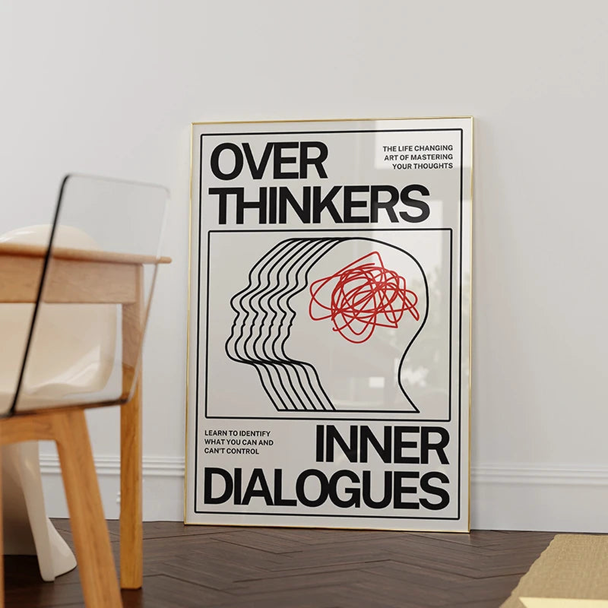 Modern Overthinkers Typography Poster Wall Art Canvas Painting Posters Prints Mid Century Wall Art for Home Living Room Decor - 4 | 20x30cm No Frame