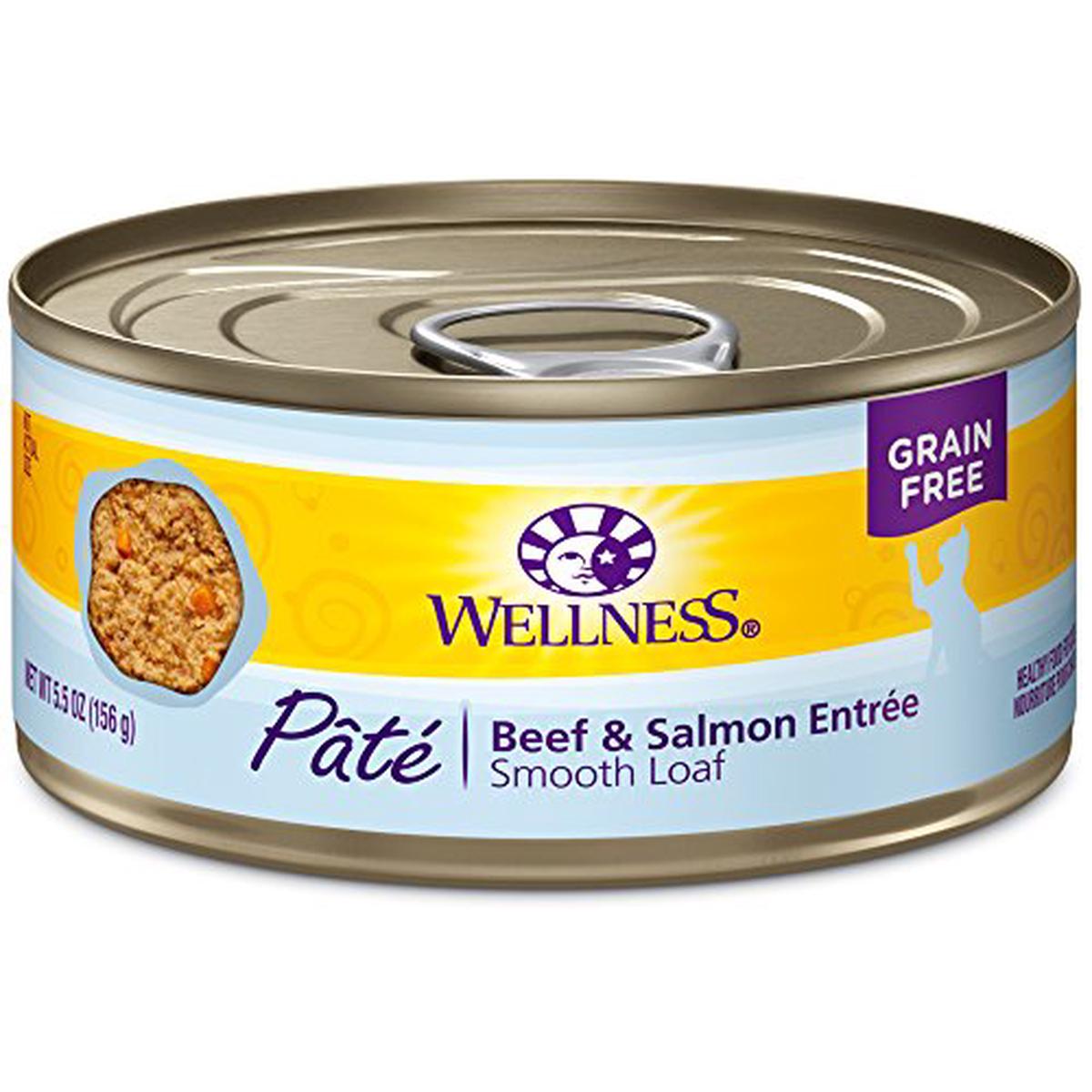 Wellness Complete Health Natural Canned Grain Free Wet Cat Food, Chicken & Herring Pate, 5.5-Ounce Can (Pack of 24) - Pate Beef & Salmon | 5.5-Ounce Can (Pack of 24)