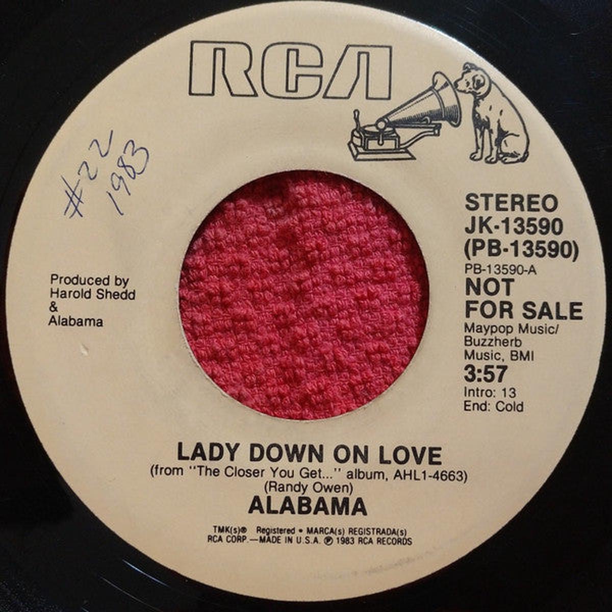 Alabama - Lady Down On Love (7", Single, Promo) (VG+)