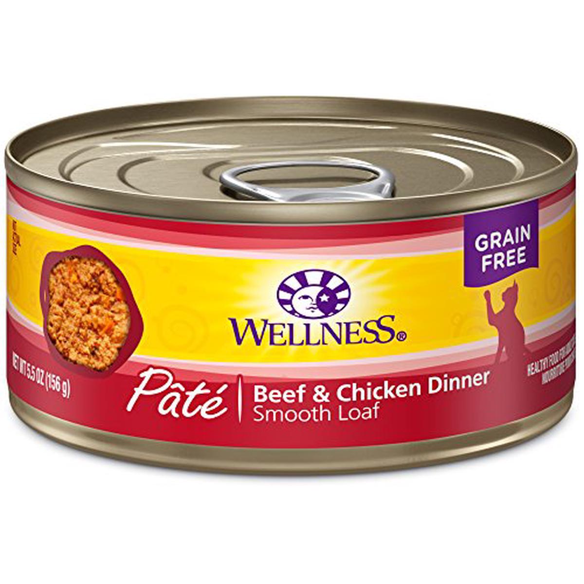 Wellness Complete Health Natural Canned Grain Free Wet Cat Food, Chicken & Herring Pate, 5.5-Ounce Can (Pack of 24) - Pate Beef & Chicken | 5.5-Ounce Can (Pack of 24)