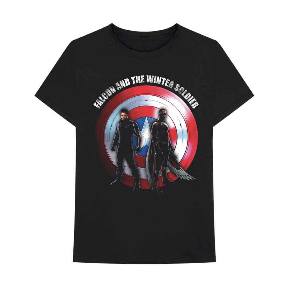Marvel Comics Falcon & Winter Soldier Shield Logo - Black | L