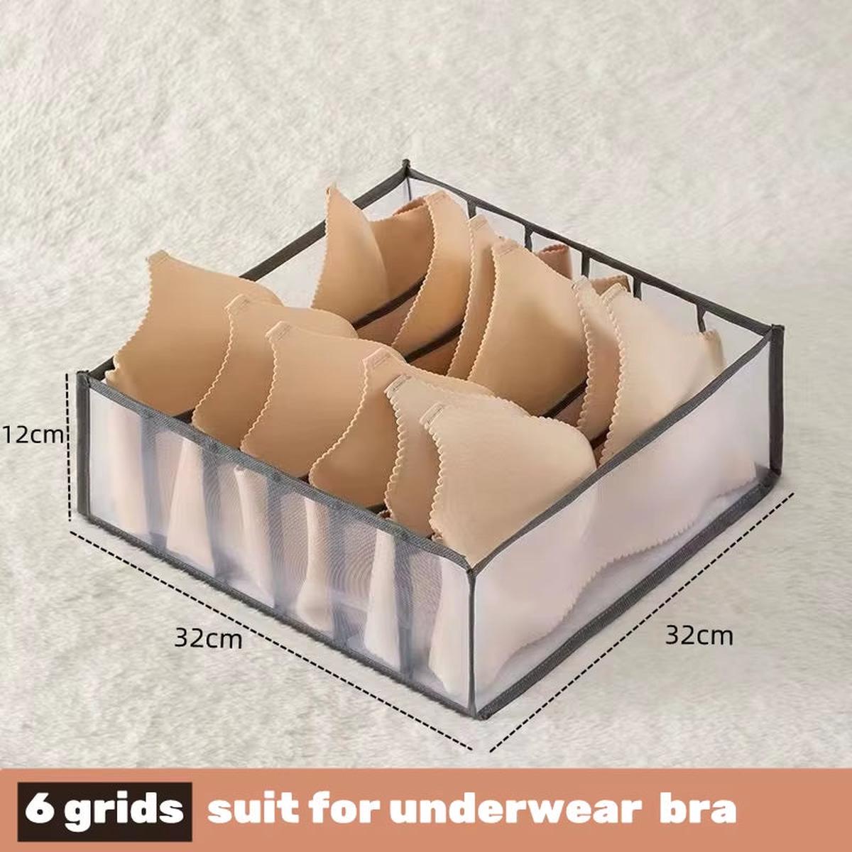 NeatNest Closet Organizer  Drawer Dividers for Underwear, Bras, Socks, Jeans & More - Gray 6 Grid C