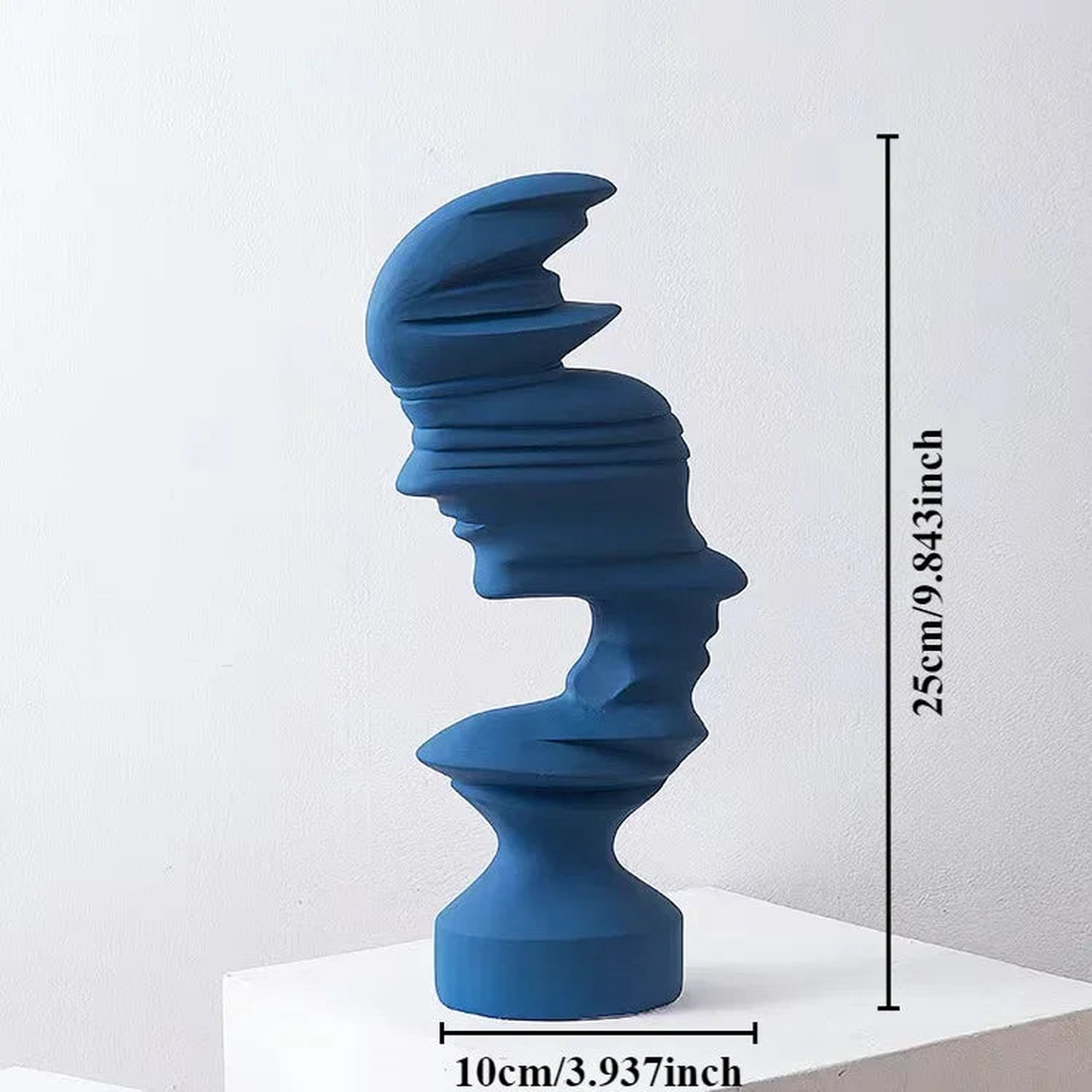 25cm Modern Style Home Decor Abstract Human Face Sculpture Statue Ornament Indoor Room Living Office Decoration Handicraft Gift - Blue