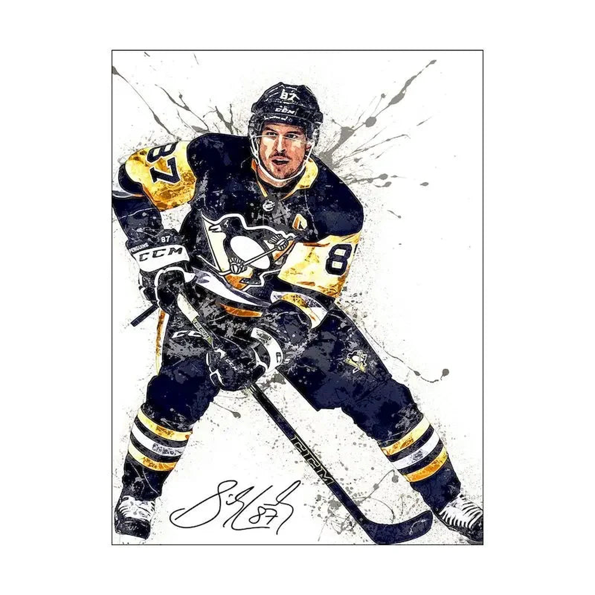 Abstract Ice Hockey Portrait Sport Canvas Painting Sport Athlete Poster Print Home Decor Wall Art Picture for Gym Bedroom Kids - 25 | 30x42cm No Frame