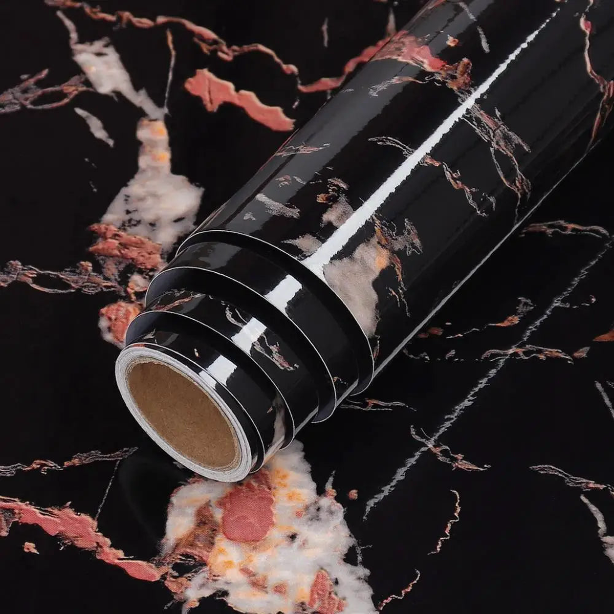 80cm Kitchen Oil Sticker Self-adhesive Marble Pattern Waterproof Cabinet Stove Countertop Wallpaper Desktop Bathroom Renovation - royal black gold | 2mx80cm