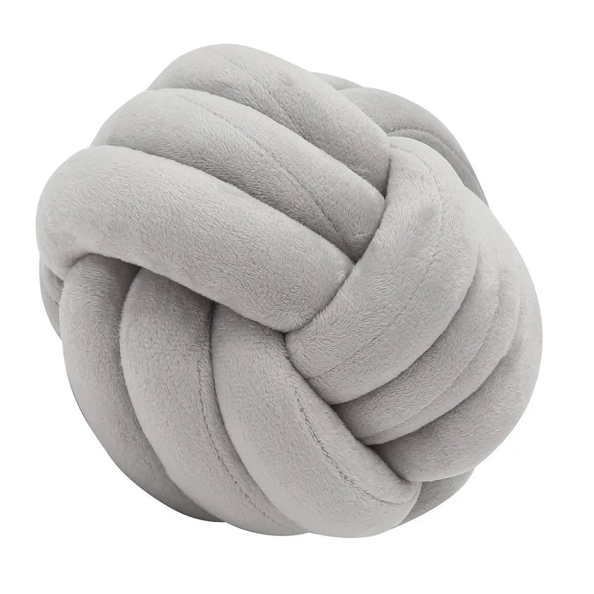 Warm Nordic Style Round Pillow Cushion Velvet Knotted Cushion Solid Baby Rest Sleep Dolls Stuffed Kid Adult Bedroom Decor - Light Grey