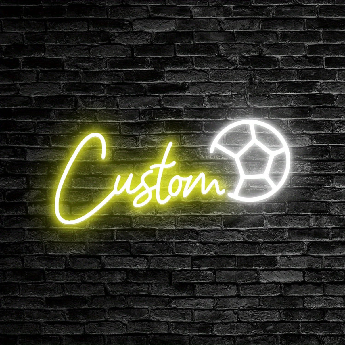 Custom USB-Powered Soccer Ball Neon Sign football Wall Decor for Birthdays Living Rooms & Bedrooms Perfect Gift for Sports Fans - Lemon Yellow | 35cm 5 letter