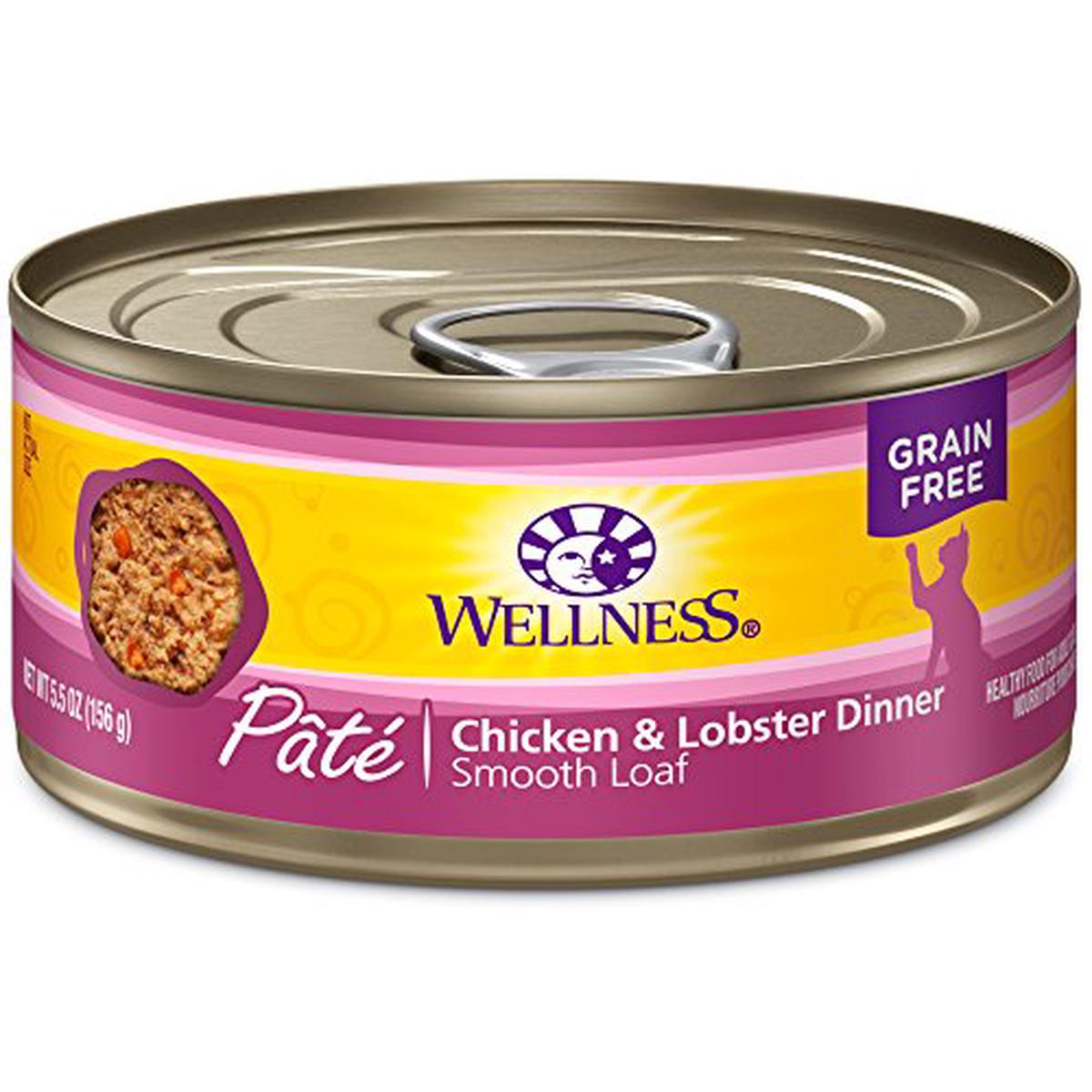 Wellness Complete Health Natural Canned Grain Free Wet Cat Food, Chicken & Herring Pate, 5.5-Ounce Can (Pack of 24) - Pate Chicken & Lobster | 5.5-Ounce Can (Pack of 24)