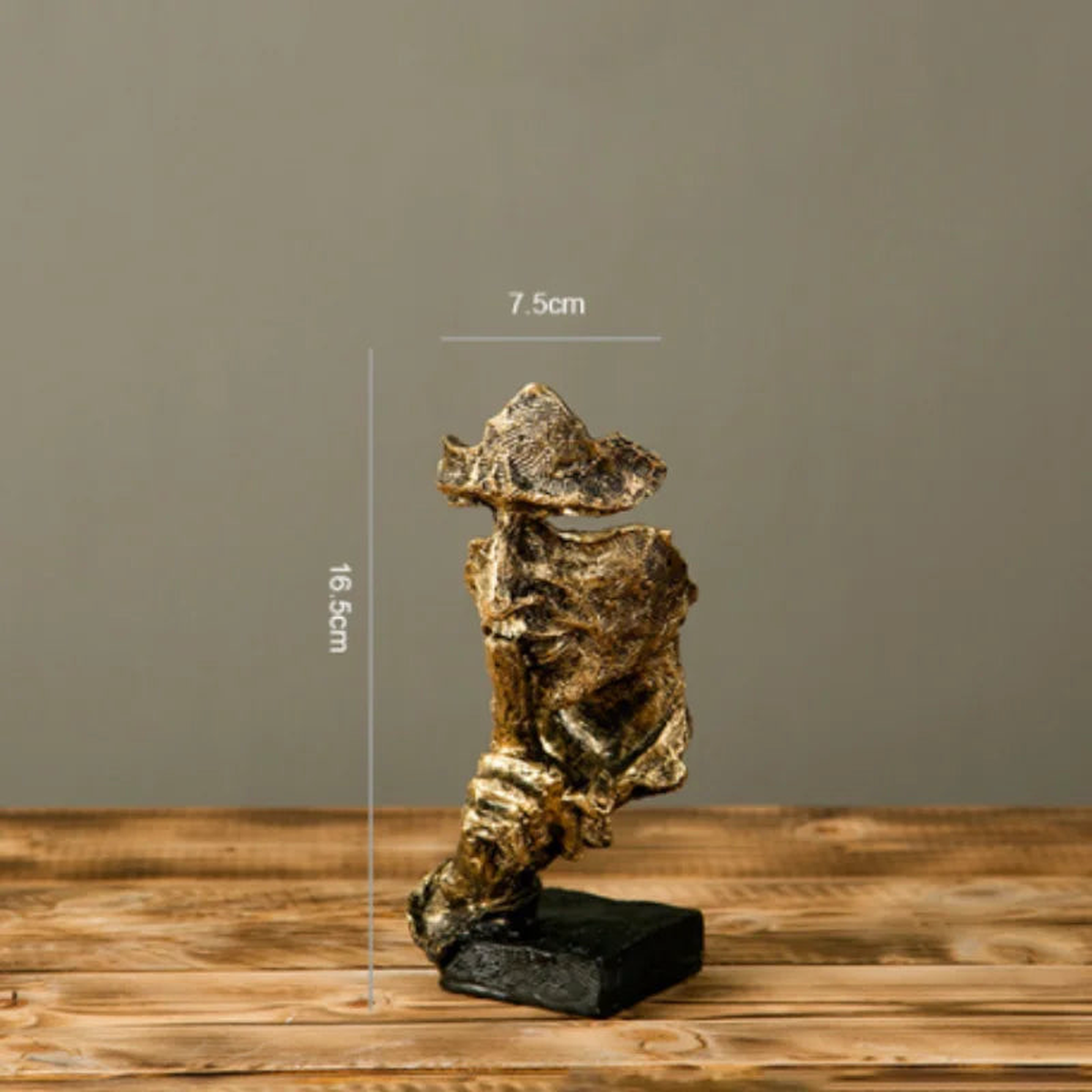 17cm Home Decor Abstract Silence Is Gold Figurine Resin Hand Face Silent Men Statue Sculpture Home Office Living Room Decoration - Gold C