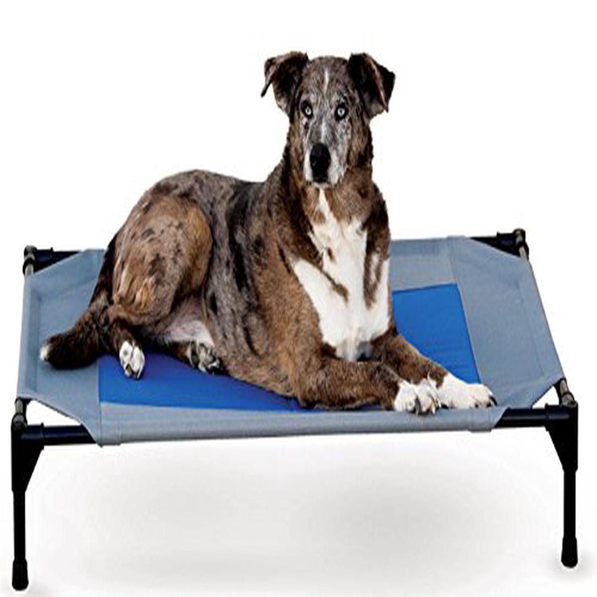 K&H Manufacturing Coolin Gel Pet Cot Cover Gray/Blue Large 30x42x7 - Default Title